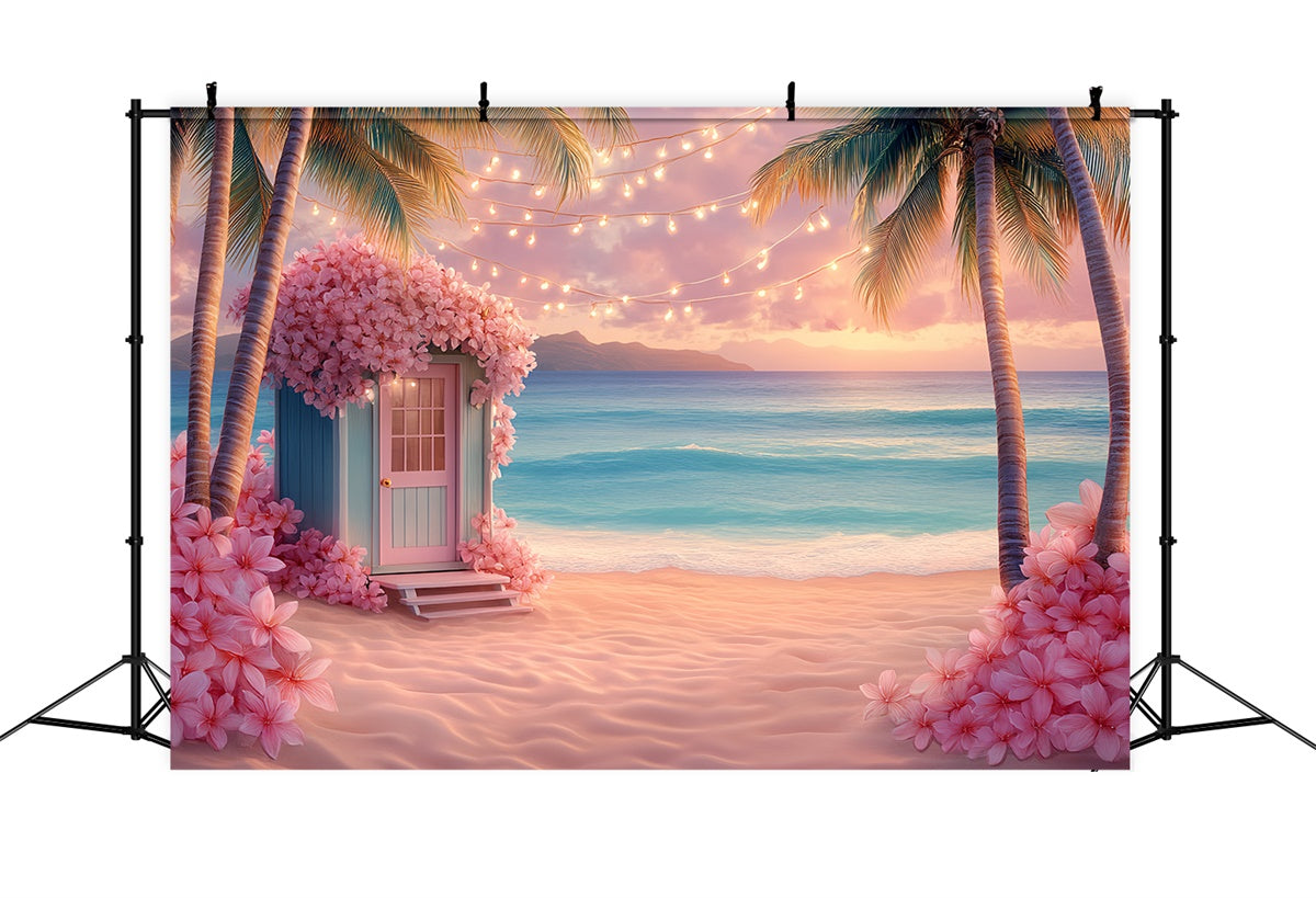 Tropical Backdrop Flowers Cottage Coastline Summer Backdrop CSH5-93