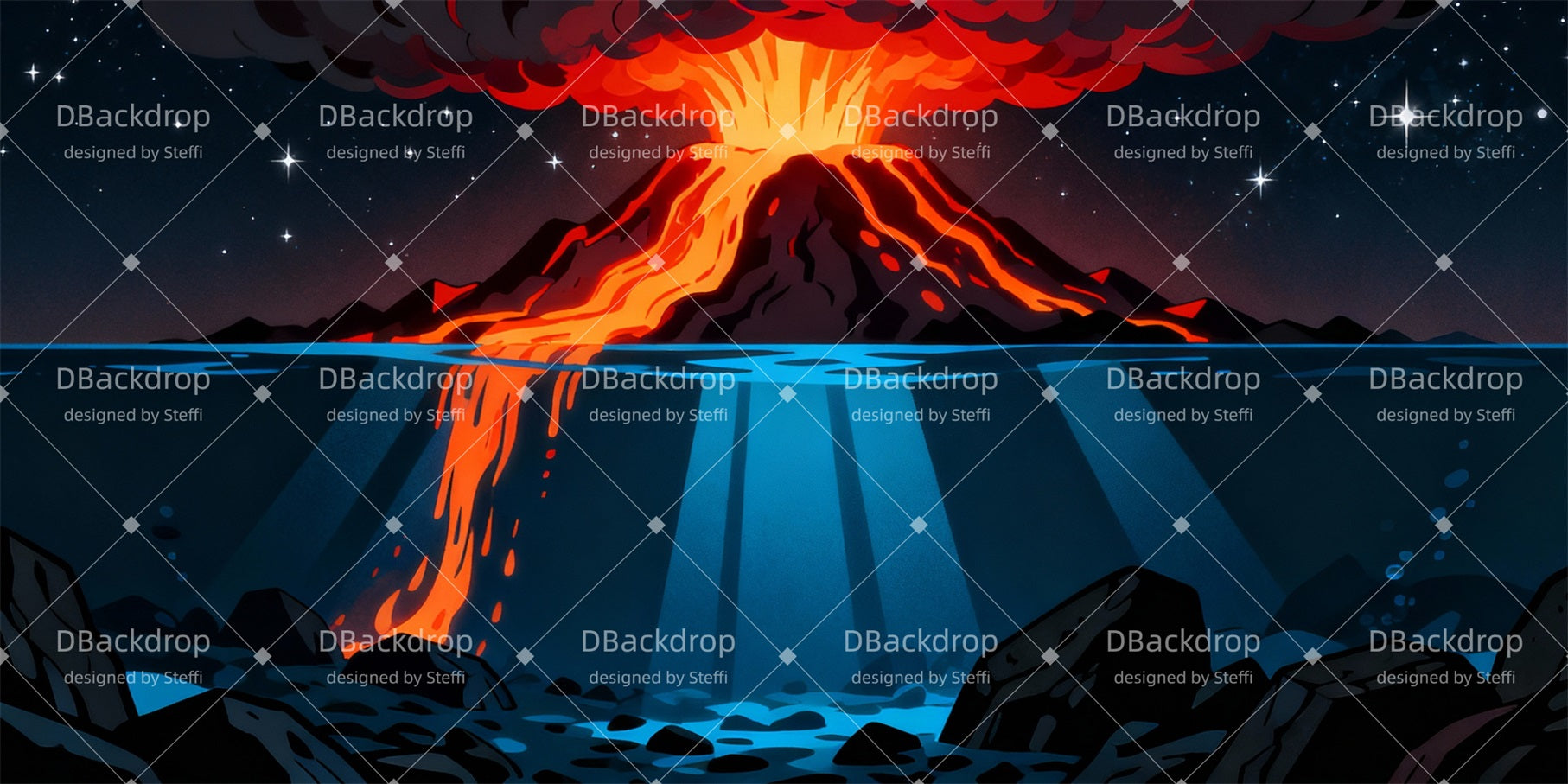 Performance Backdrops Volcanic Eruption Theater Stage Backdrop CSH510-T113