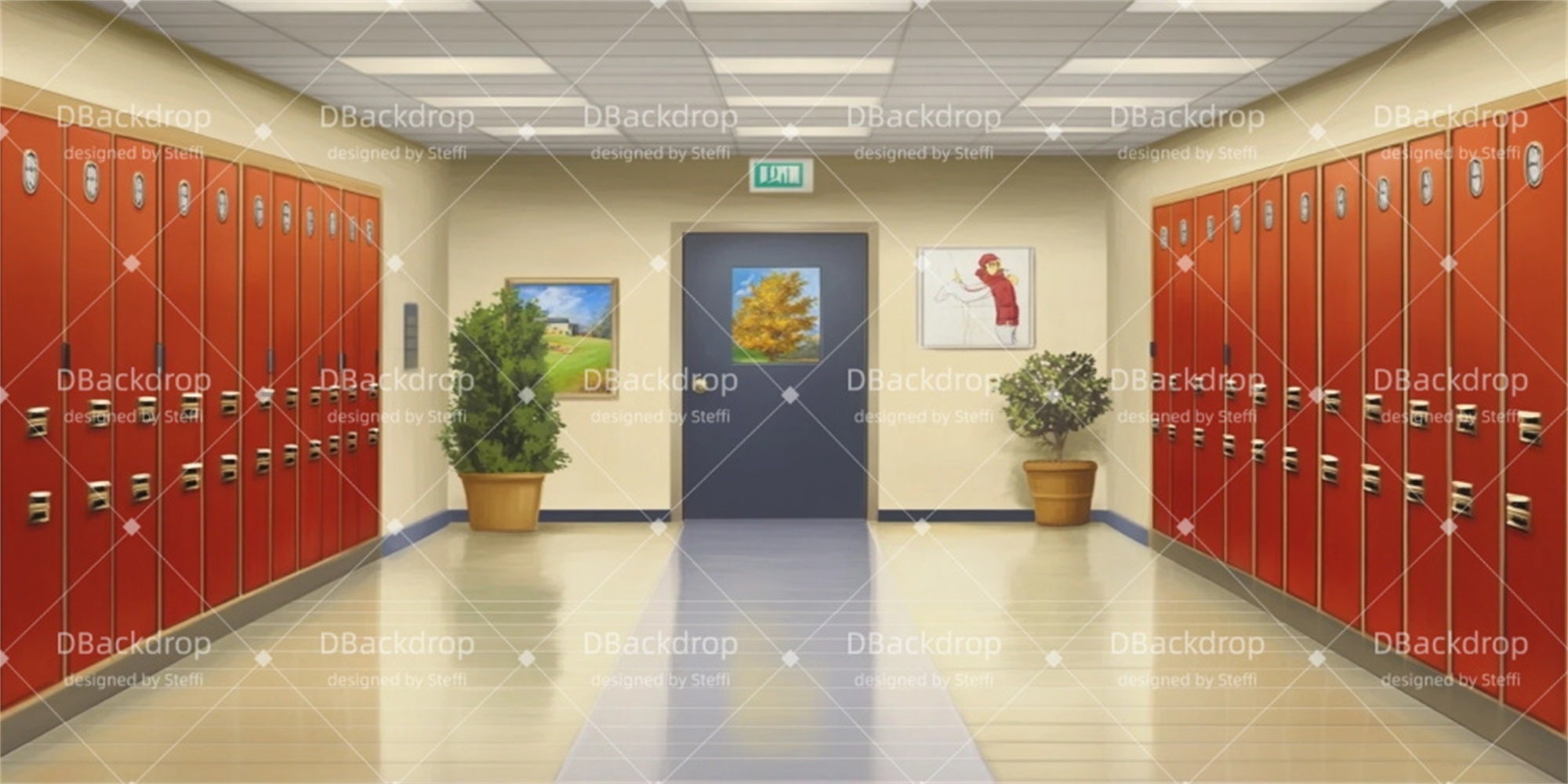 Stage Backdrop Retro School Corridor Theater Backdrops For Sale CSH511-T55