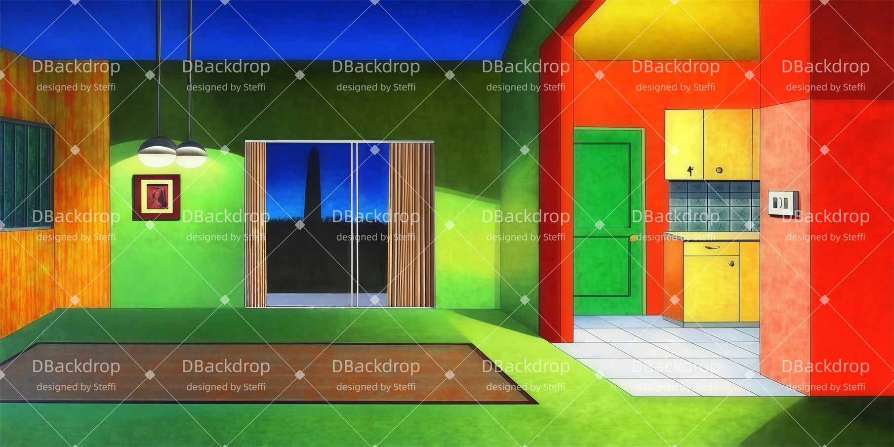 Theater Backdrop Retro Sitting Room Stage Backdrops For Sale CSH511-T59