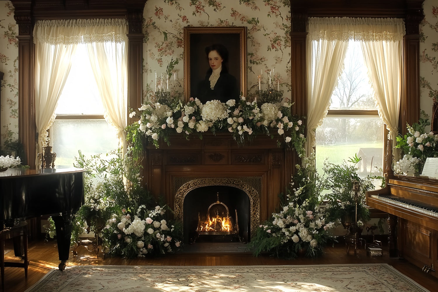 Victorian Photo Backdrop Hearth Bloom Vintage Backdrop CSH57-104