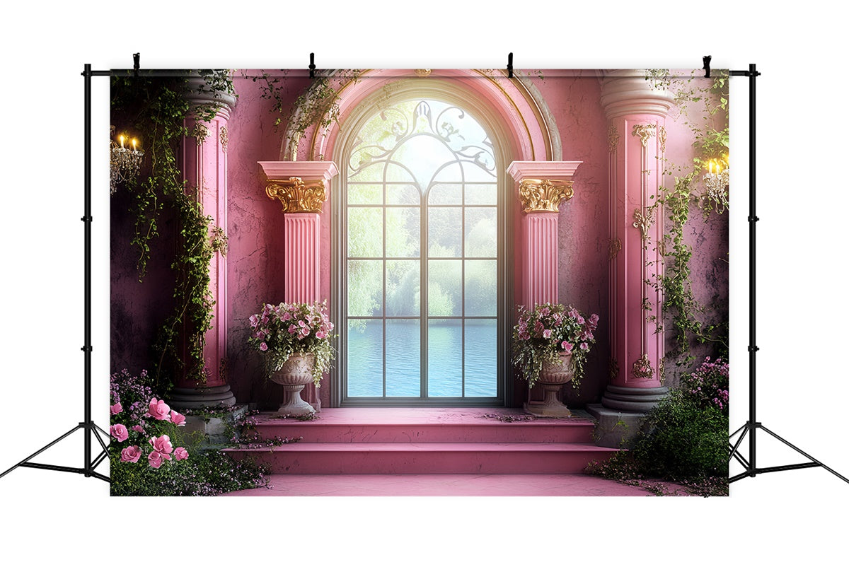 Vintage Photography Backdrop Blush Garden Terrace Backdrop CSH57-109