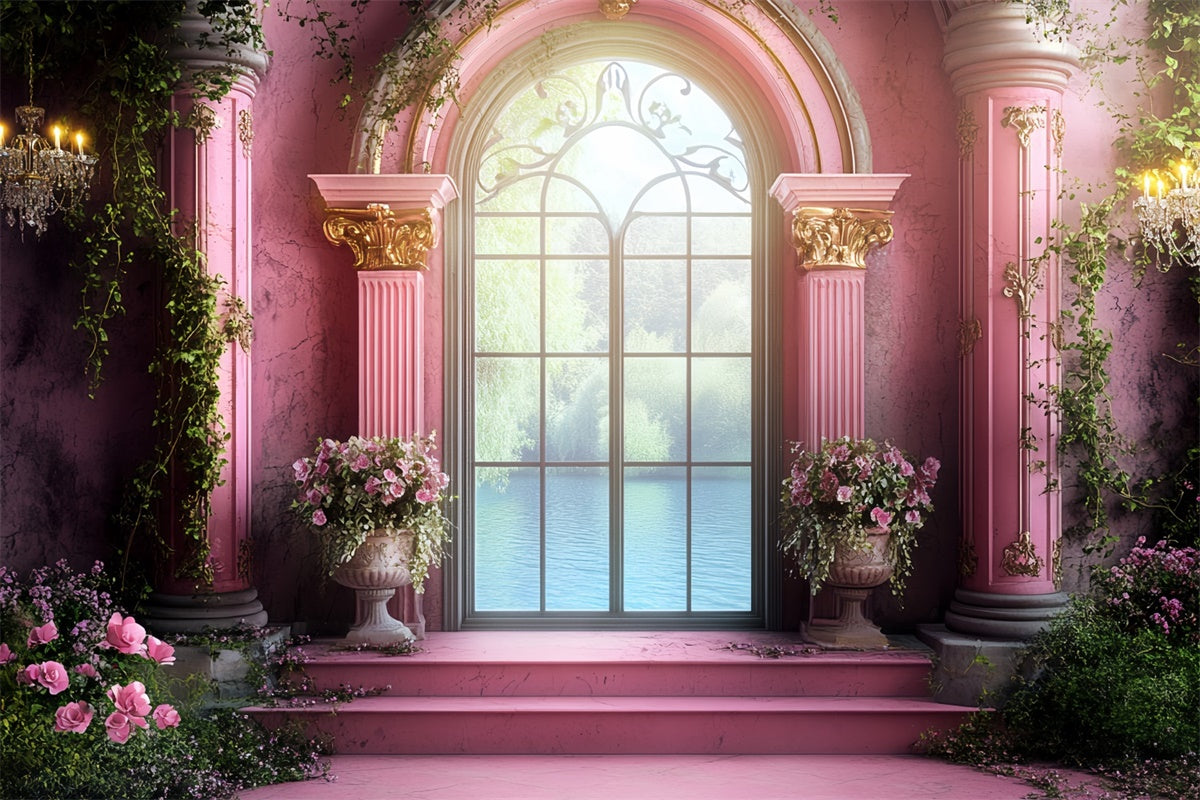 Vintage Photography Backdrop Blush Garden Terrace Backdrop CSH57-109