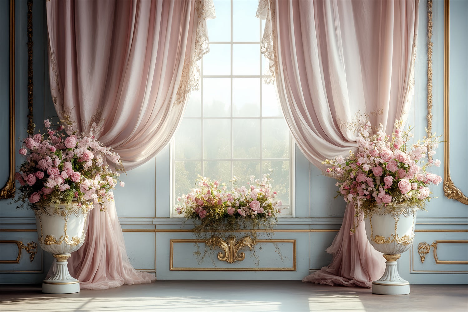 Rococo Backdrop Blush Curtain Window Vintage Photo Backdrop CSH57-127