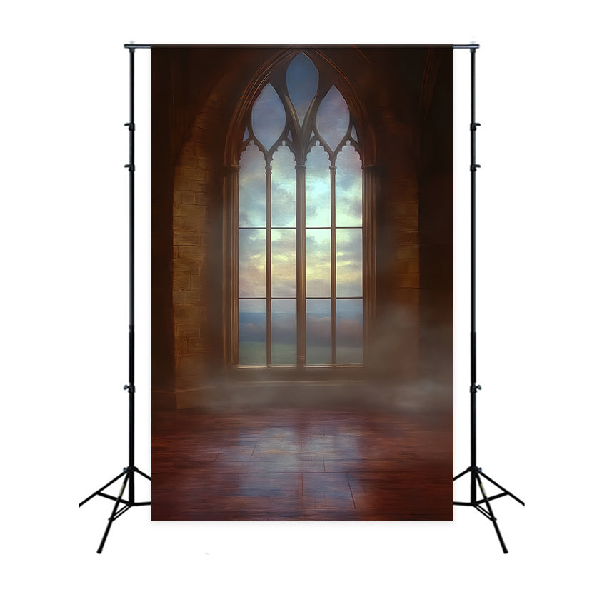 Vintage Photo Backdrop Gothic Sunrise Window Backdrop CSH57-133