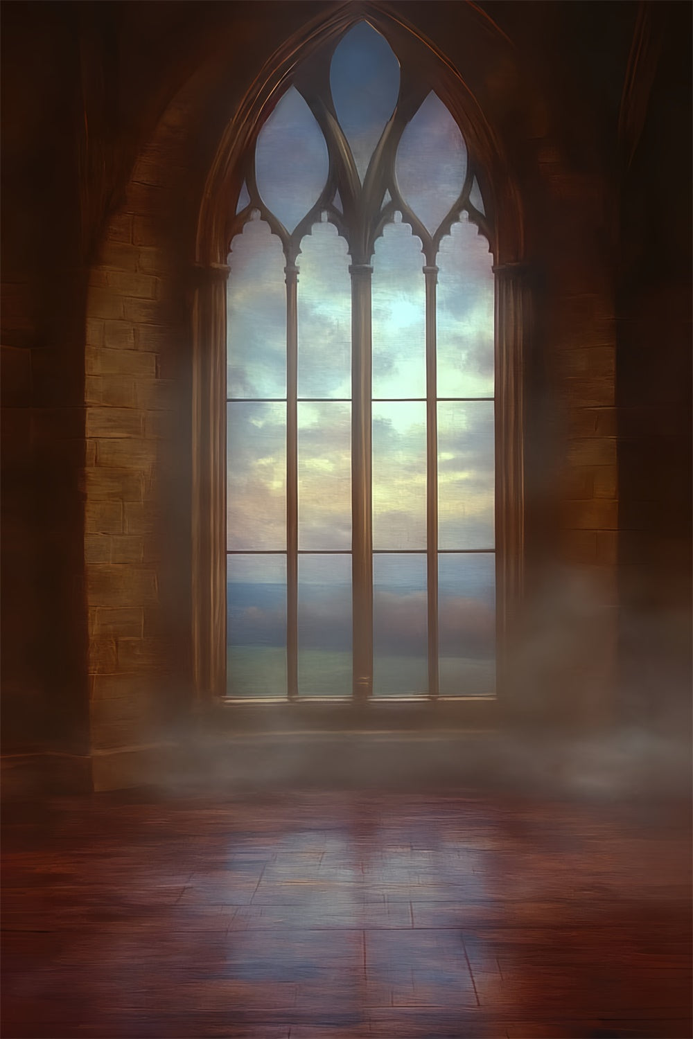 Vintage Photo Backdrop Gothic Sunrise Window Backdrop CSH57-133