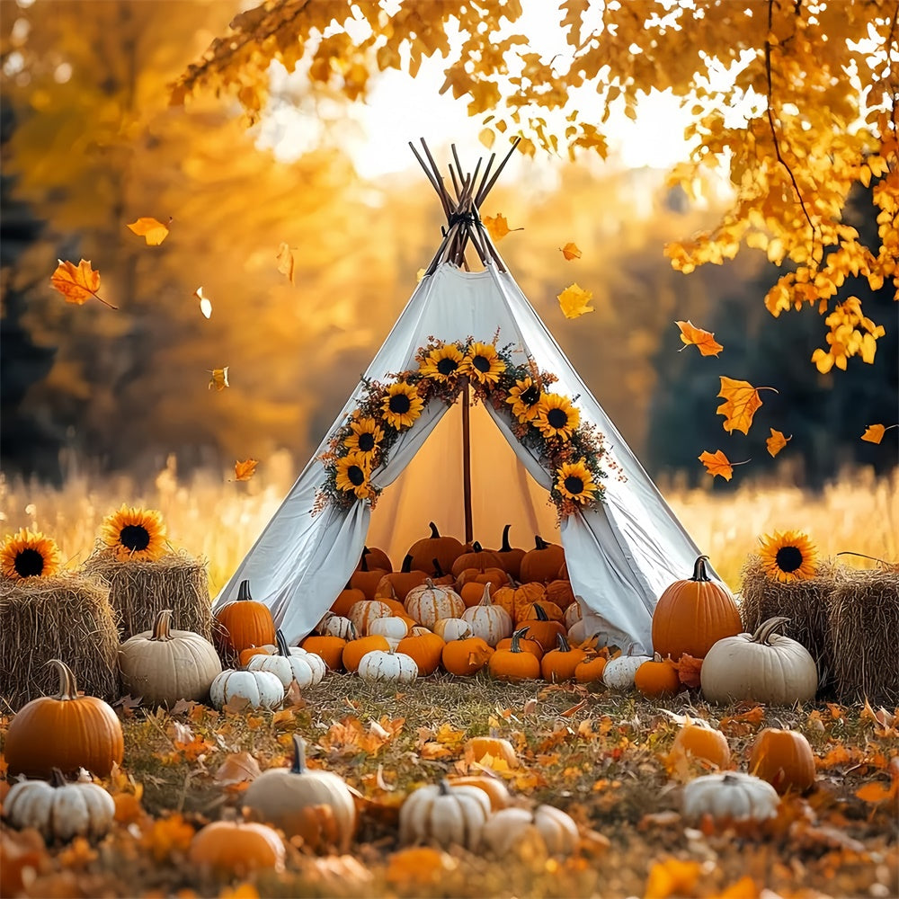 Fall Photo Backdrop Cozy Harvest Teepee Scene Backdrop CSH57-184