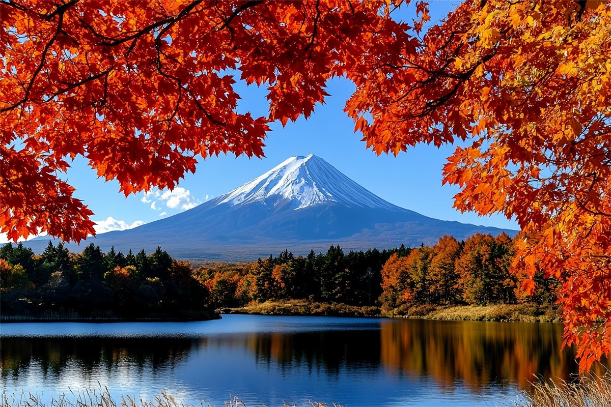 Fall Photoshoot Backdrop Maple Tranquil Mountain Backdrop CSH57-191