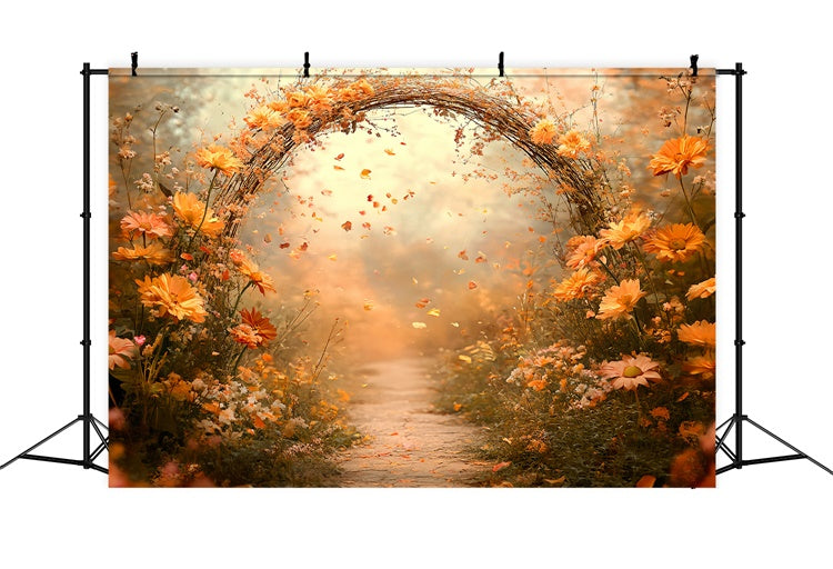 Fall Photo Backdrop Golden Petal Arch Path Backdrop CSH57-195