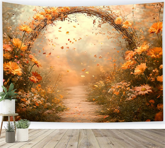 Fall Photo Backdrop Golden Petal Arch Path Backdrop CSH57-195