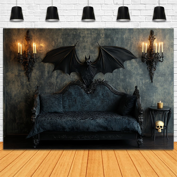 Halloween Photo Booth Backdrop Gothic Bat Manor Backdrop CSH57-61