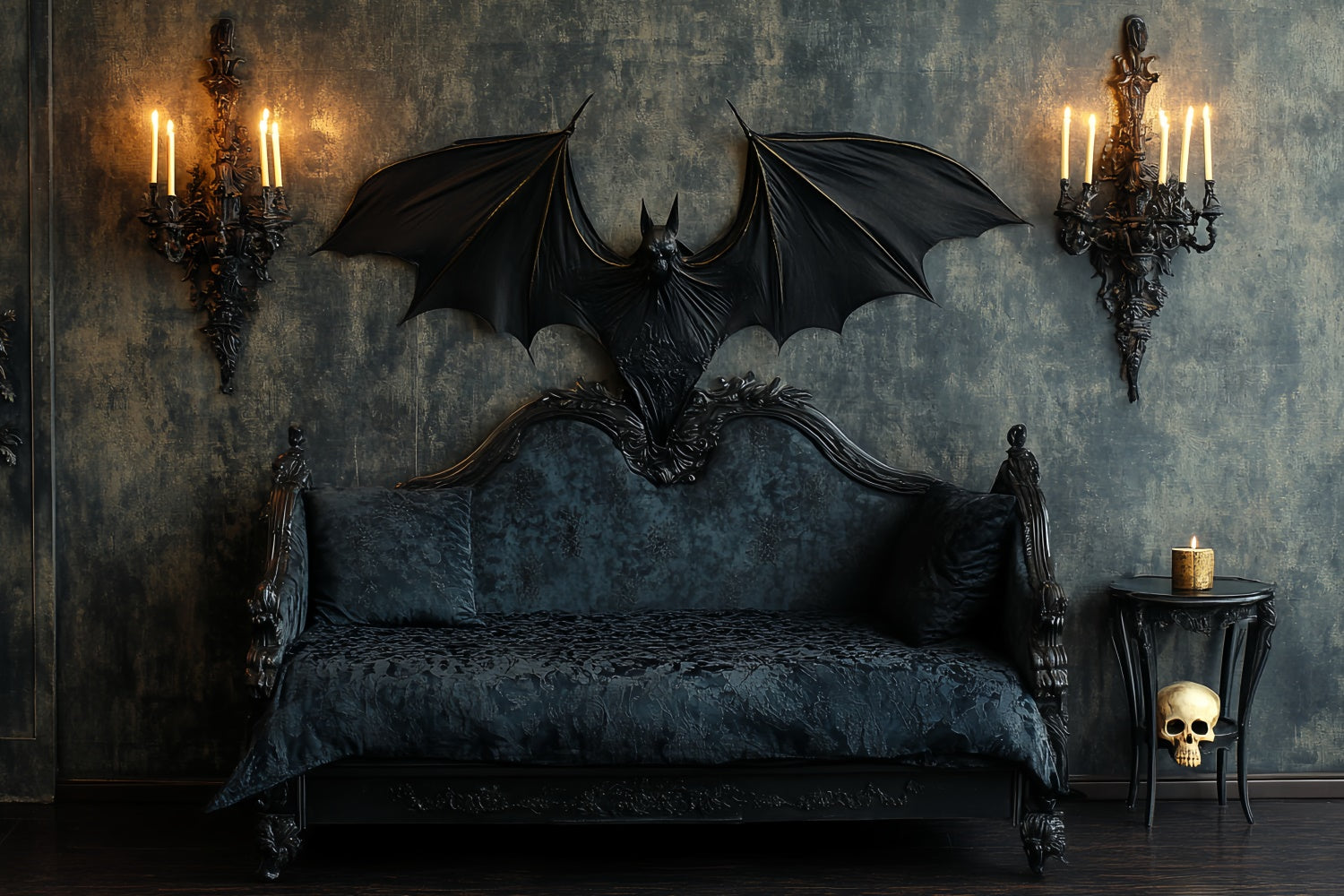 Halloween Photo Booth Backdrop Gothic Bat Manor Backdrop CSH57-61