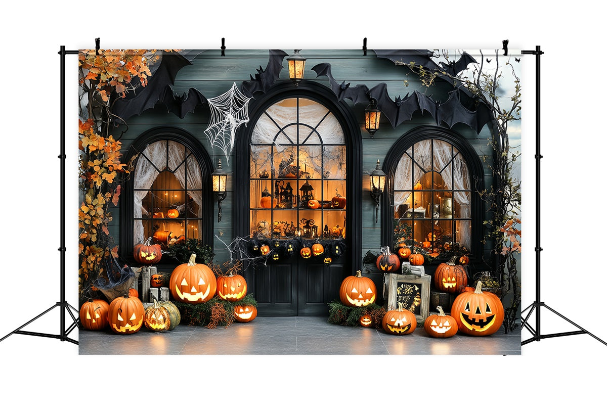 Halloween Backdrop For Photos Pumpkin Window Glow Backdrop CSH57-64