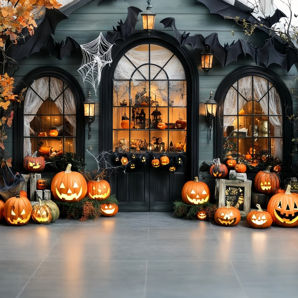 Halloween Backdrop For Photos Pumpkin Window Glow Backdrop CSH57-64