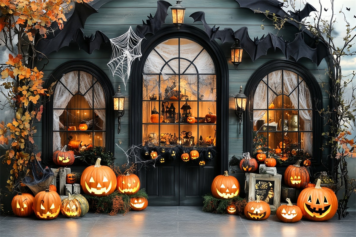 Halloween Backdrop For Photos Pumpkin Window Glow Backdrop CSH57-64