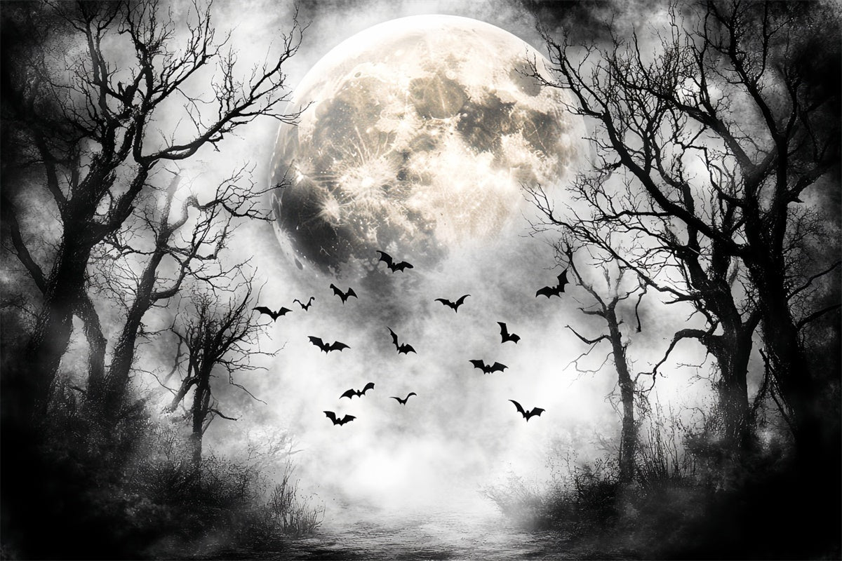 Forest Backdrops Nocturnal Flight Moon Halloween Backdrop CSH57-68