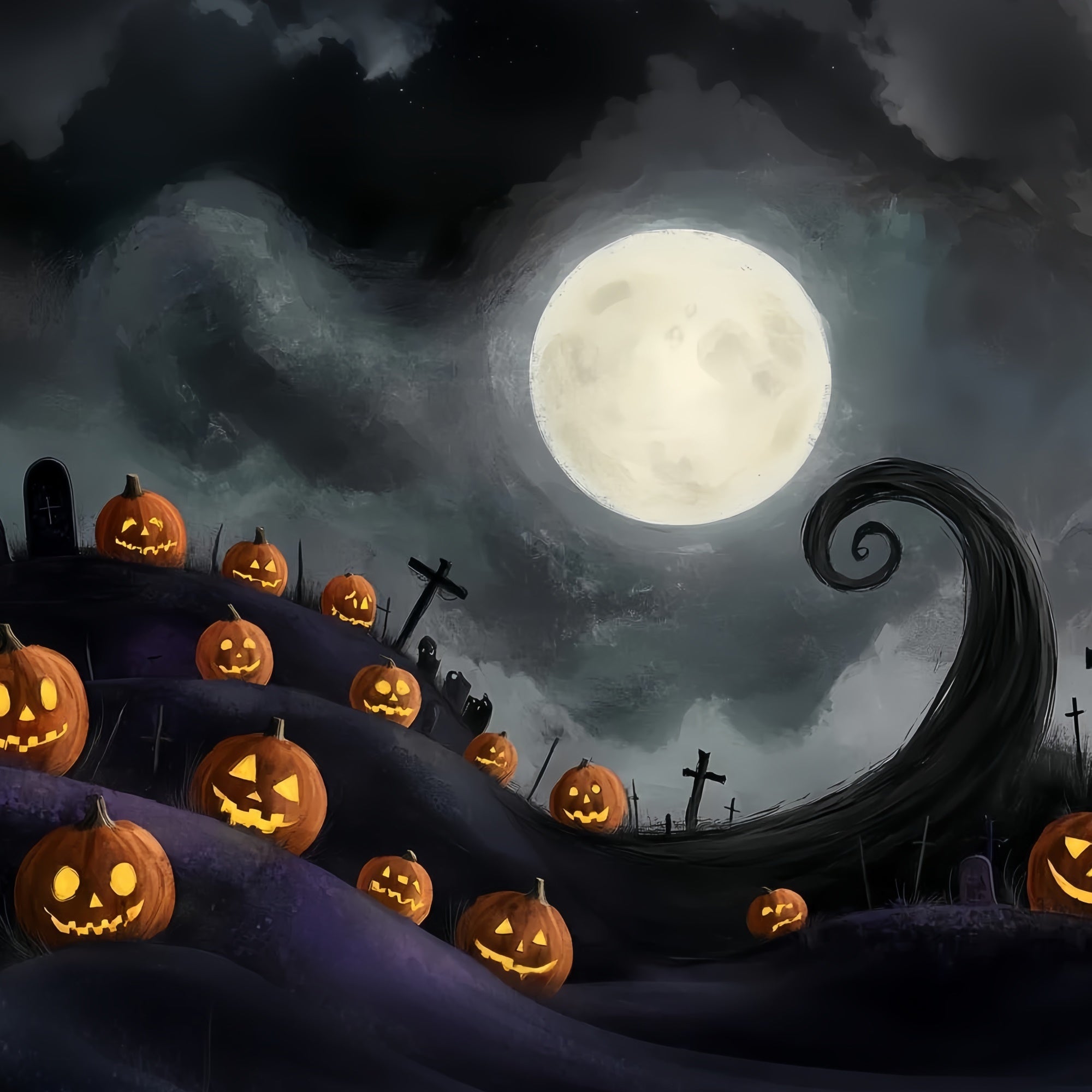 Halloween Moon Backdrop Twisted Hill Moonlight Backdrop CSH57-70