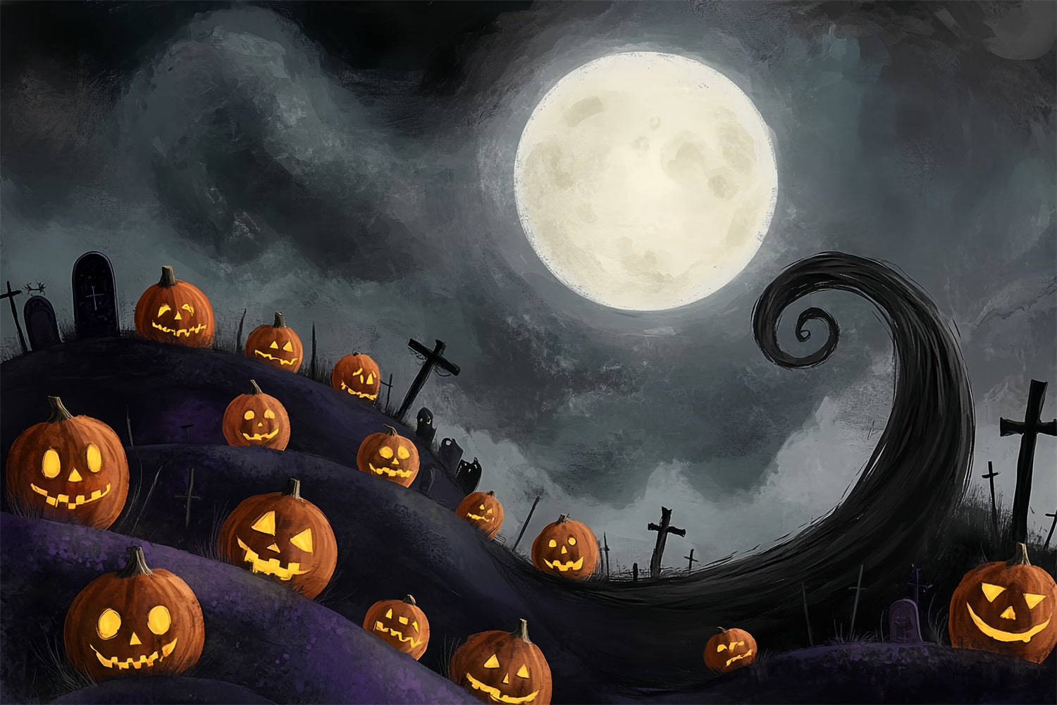 Halloween Moon Backdrop Twisted Hill Moonlight Backdrop CSH57-70