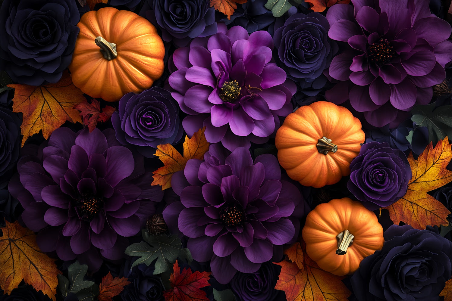 Halloween Backdrops Pumpkin Blossom Twilight Backdrop CSH57-75