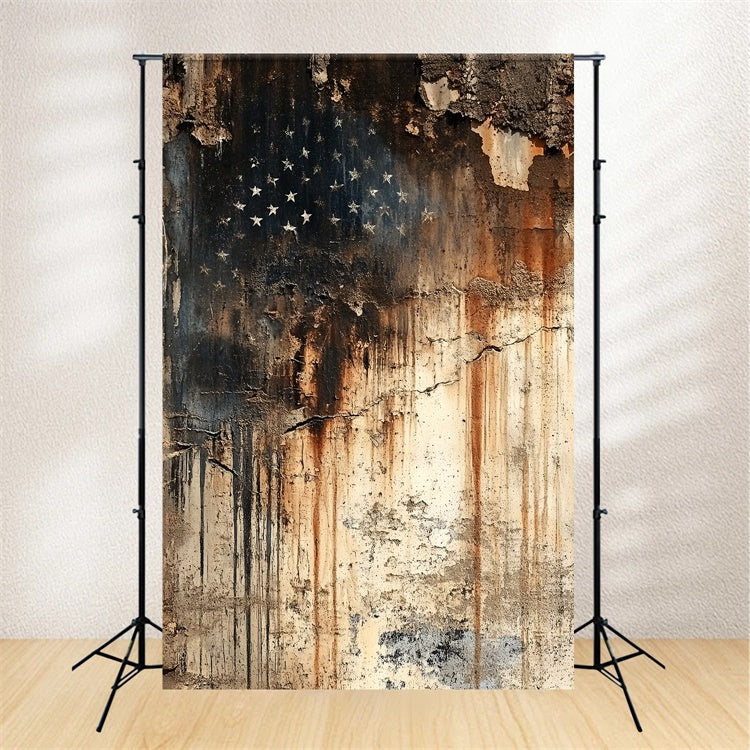 4th of July Photo Backdrop Rustic Faded Flag Wall Backdrop CSH6-1