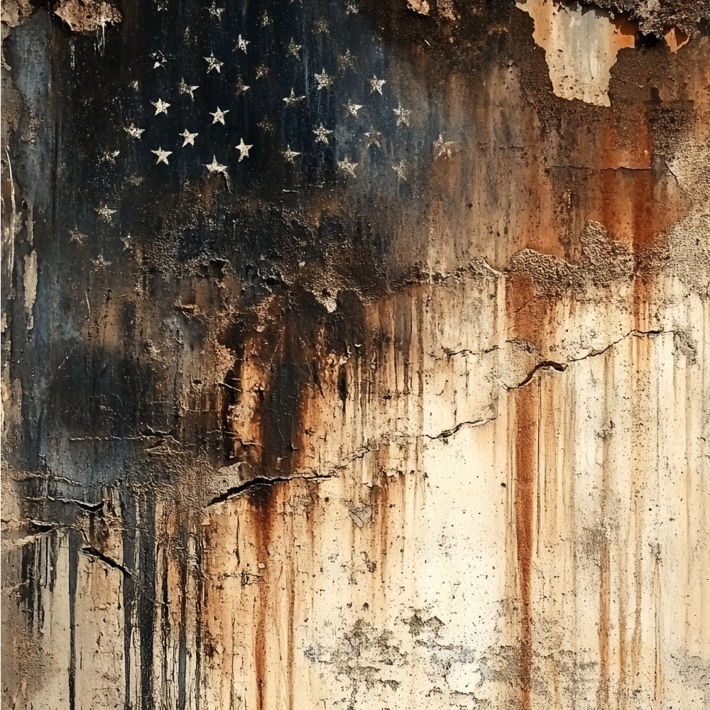4th of July Photo Backdrop Rustic Faded Flag Wall Backdrop CSH6-1