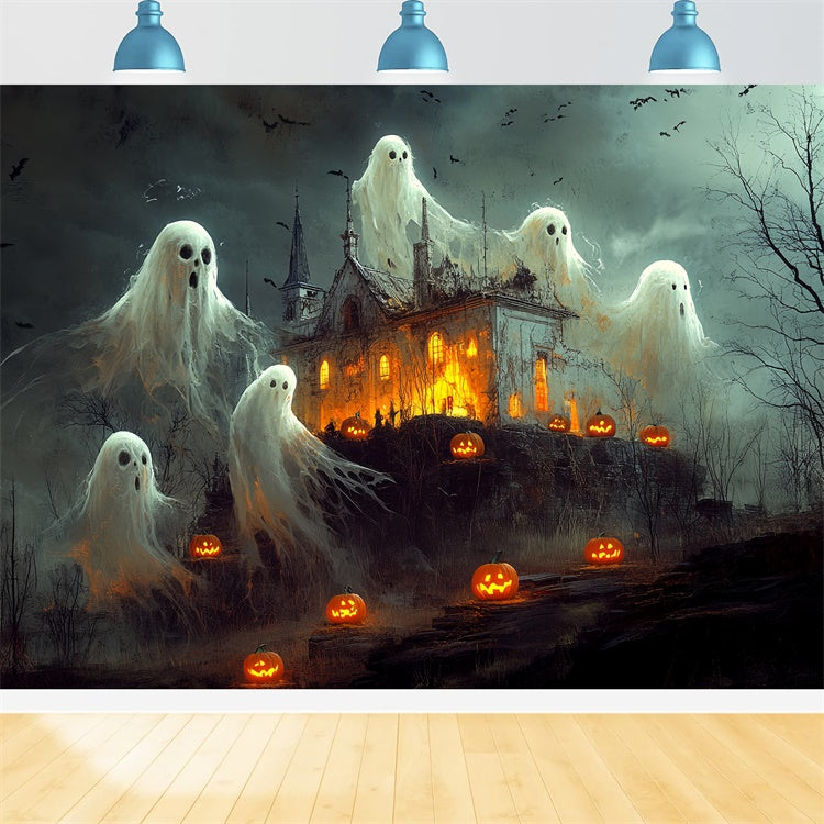 Scary Halloween Backdrop Ghost Parade Pumpkin Path Backdrop CSH6-101
