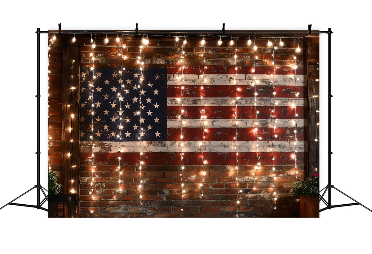 Independence Day Backdrops Americana Lights Brick Backdrop CSH6-11