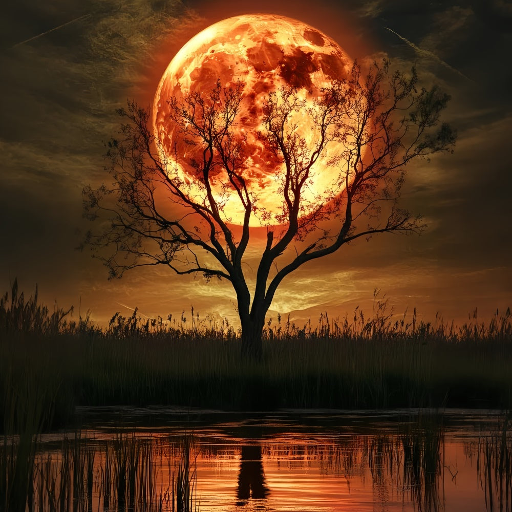 Halloween Moon Backdrop Crimson Moon Willow Backdrop CSH6-112