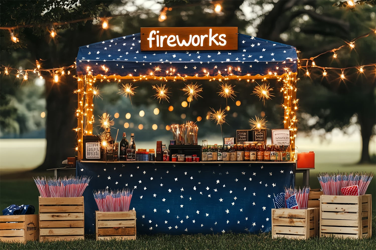 4th of July Backdrops Fireworks Stand Celebration Backdrop CSH6-12