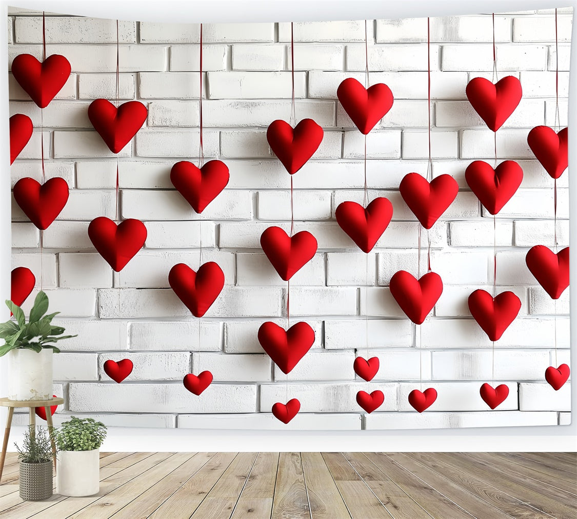 Valentine's Backdrop Minimalist Red Heart Brick Wall Backdrop CSH6-132