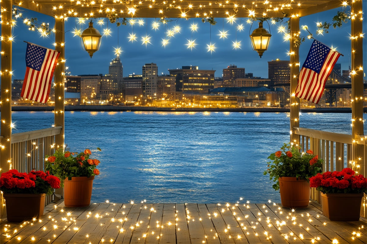 4th of July Backdrop Patriotic Waterfront Balcony Backdrop CSH6-14