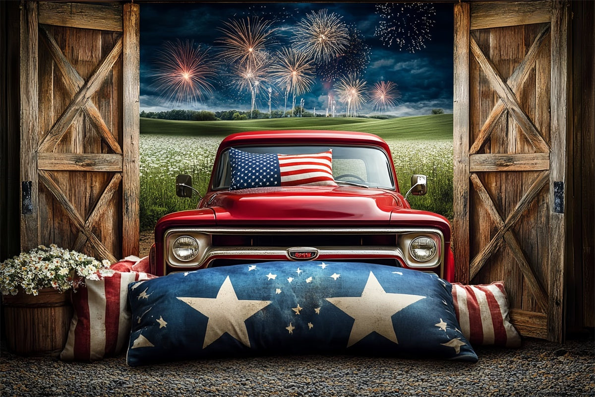 4th of July Fireworks Backdrop Vintage Truck Fireworks Backdrop CSH6-15