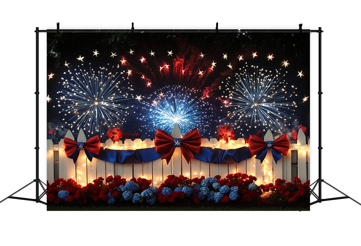 4th of July Firework Backdrop Glowing Fence Firework Sky Backdrop CSH6-16