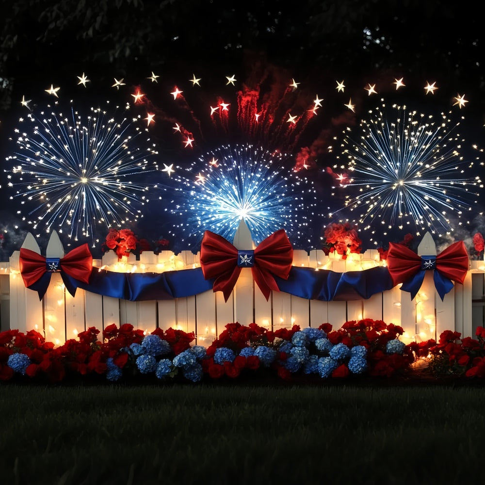 4th of July Firework Backdrop Glowing Fence Firework Sky Backdrop CSH6-16