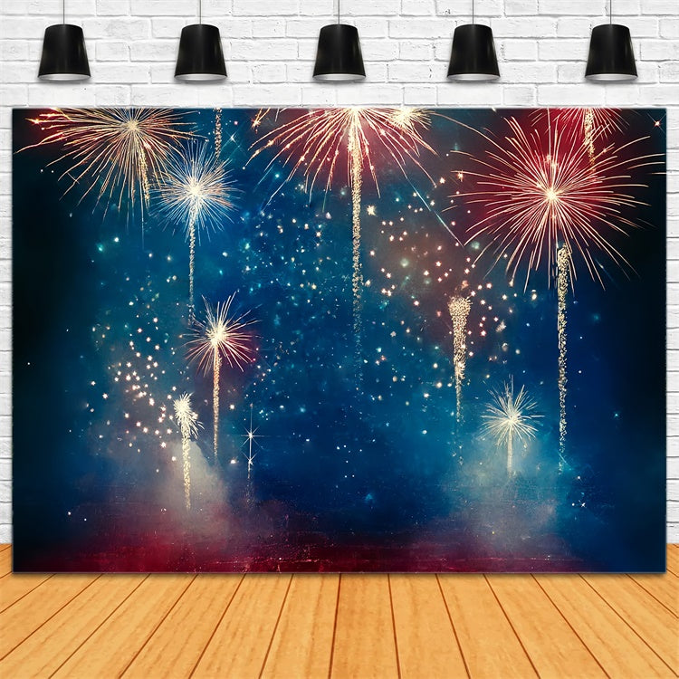 4th of July Fireworks Photo Backdrop Glittering Fireworks Backdrop CSH6-17