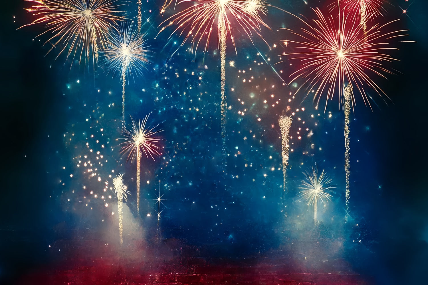 4th of July Fireworks Photo Backdrop Glittering Fireworks Backdrop CSH6-17