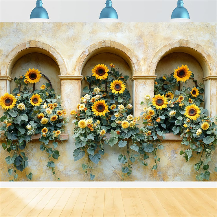 Autumn Photo Backdrop Sunny Archway Sunflower Backdrop CSH6-188