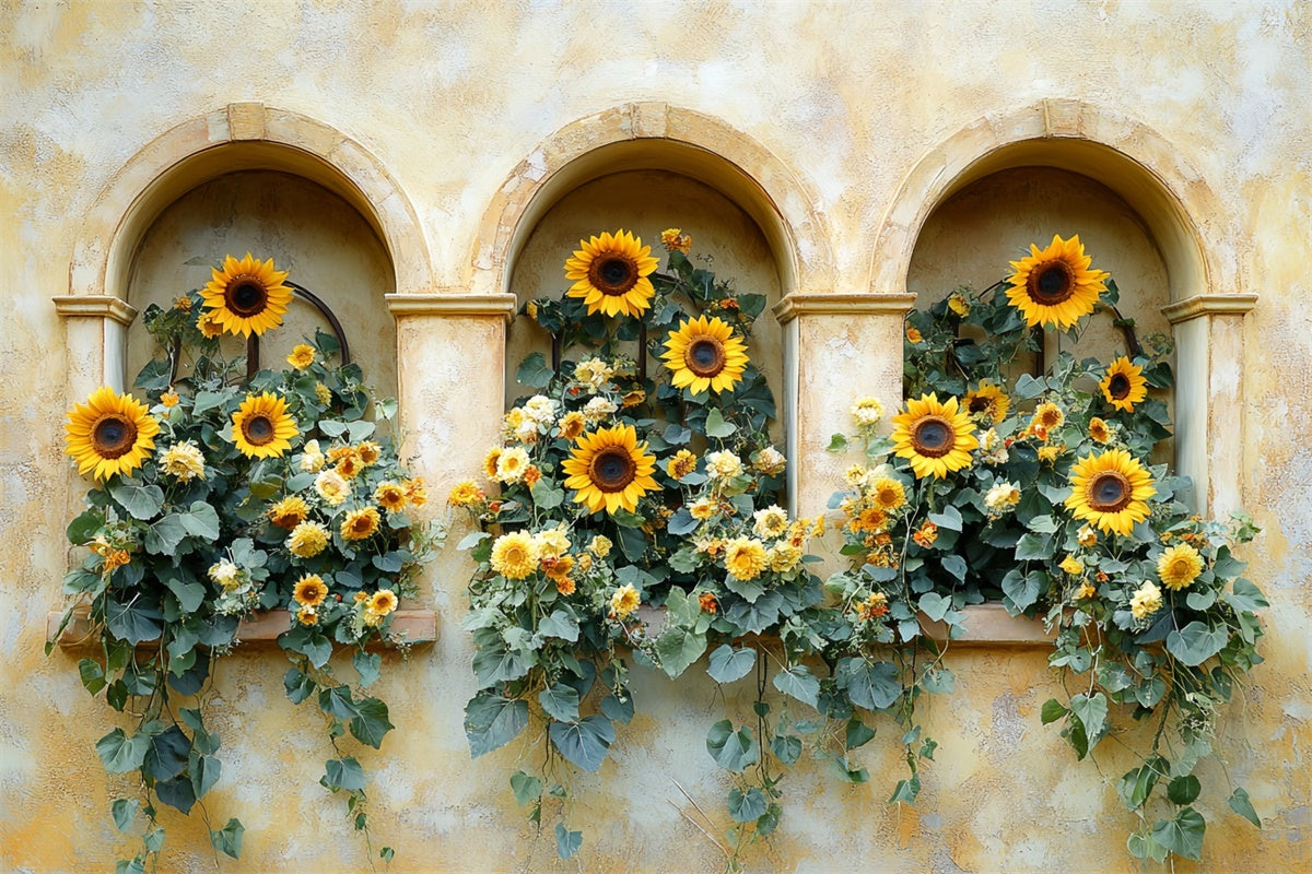 Autumn Photo Backdrop Sunny Archway Sunflower Backdrop CSH6-188