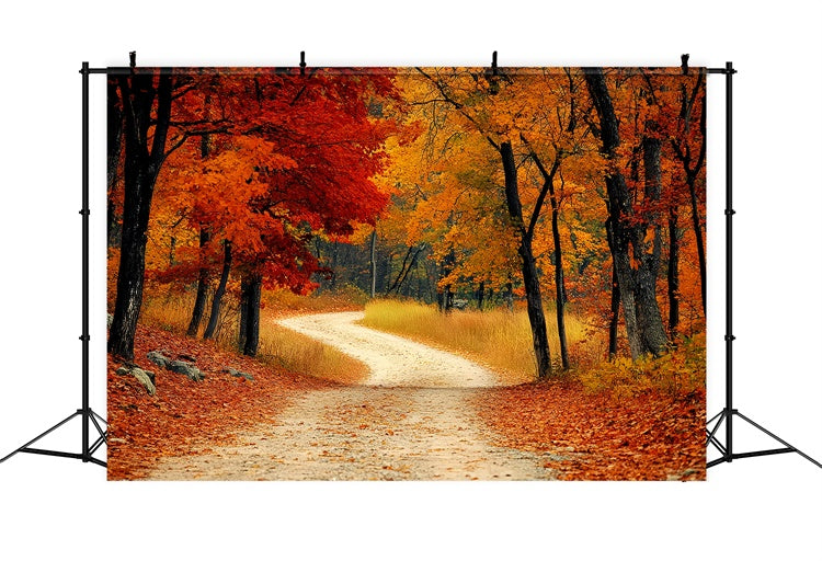 Forest Backdrops Rustic Redwoods Path Fall Leaves Backdrop CSH6-193