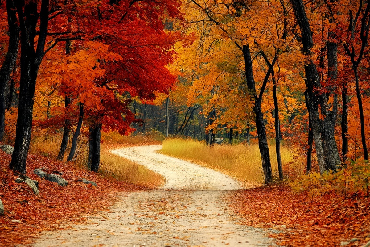 Forest Backdrops Rustic Redwoods Path Fall Leaves Backdrop CSH6-193