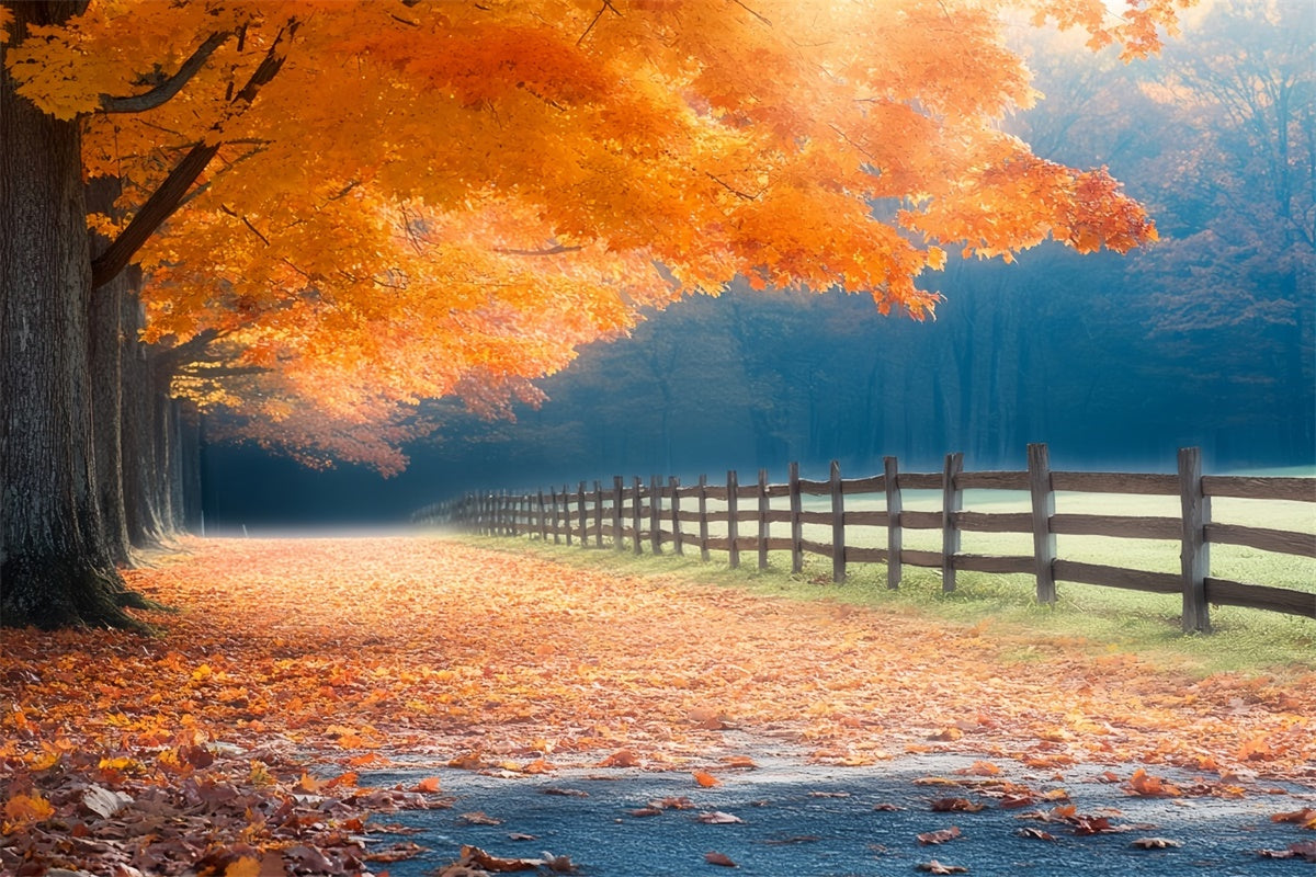 Forest Photography Backdrop Rustic Fence Trail Fall Backdrop CSH6-195