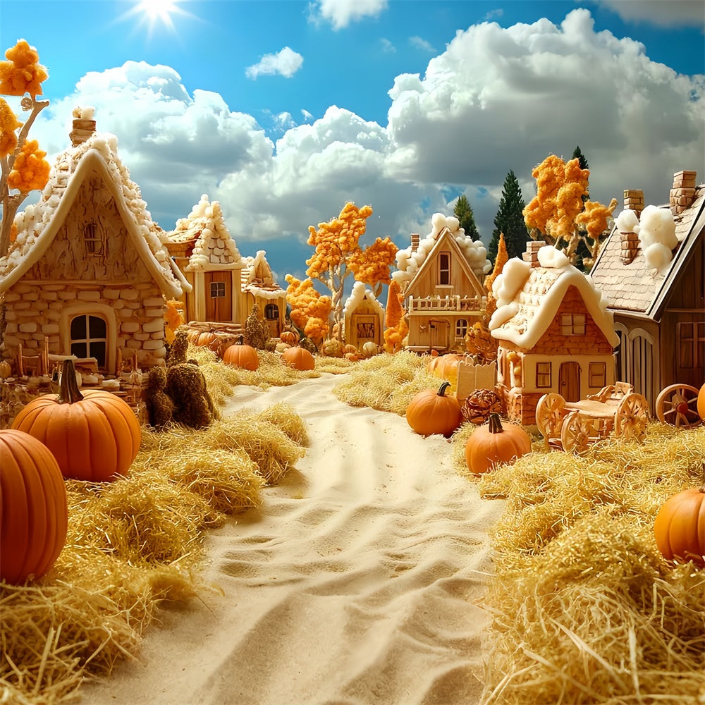 Fall Backdrop For Photos Pumpkin Cottage Lane Backdrop CSH6-197