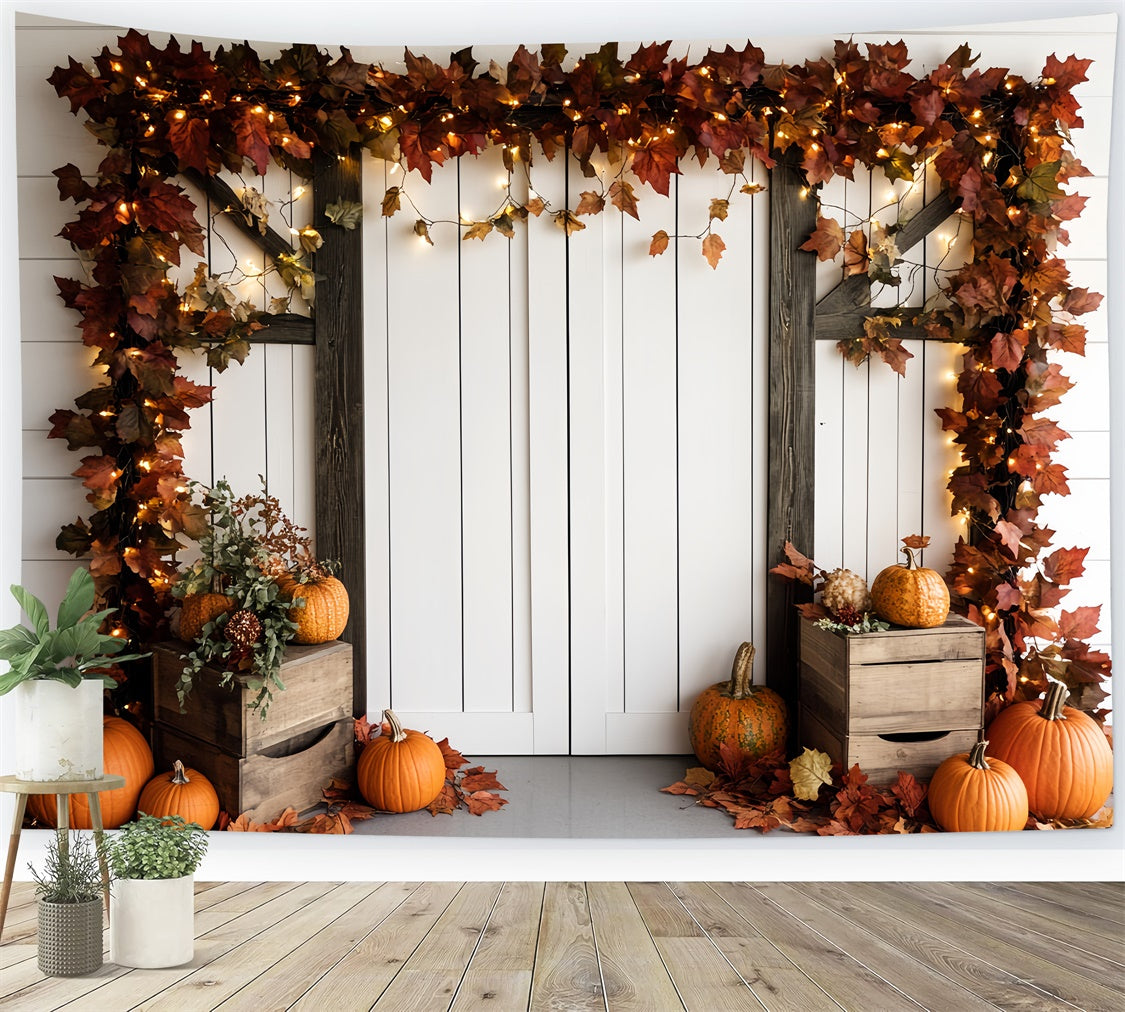Autumn Photography Backdrops Fall Porch Garland Backdrop CSH6-198