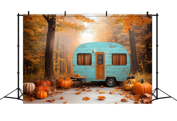 Forest Photo Backdrop Pumpkin Forest Camper Fall Backdrops CSH6-200