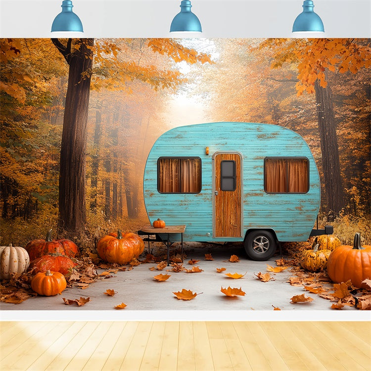 Forest Photo Backdrop Pumpkin Forest Camper Fall Backdrops CSH6-200