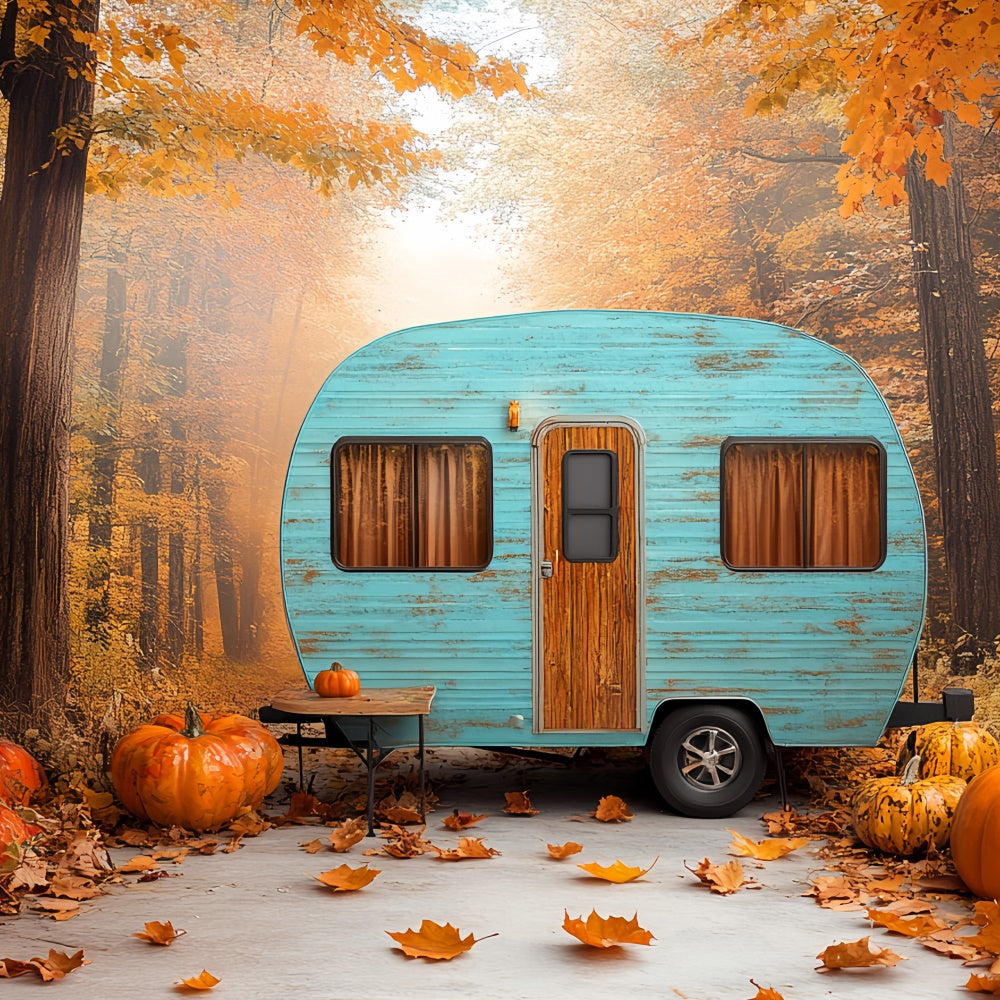 Forest Photo Backdrop Pumpkin Forest Camper Fall Backdrops CSH6-200