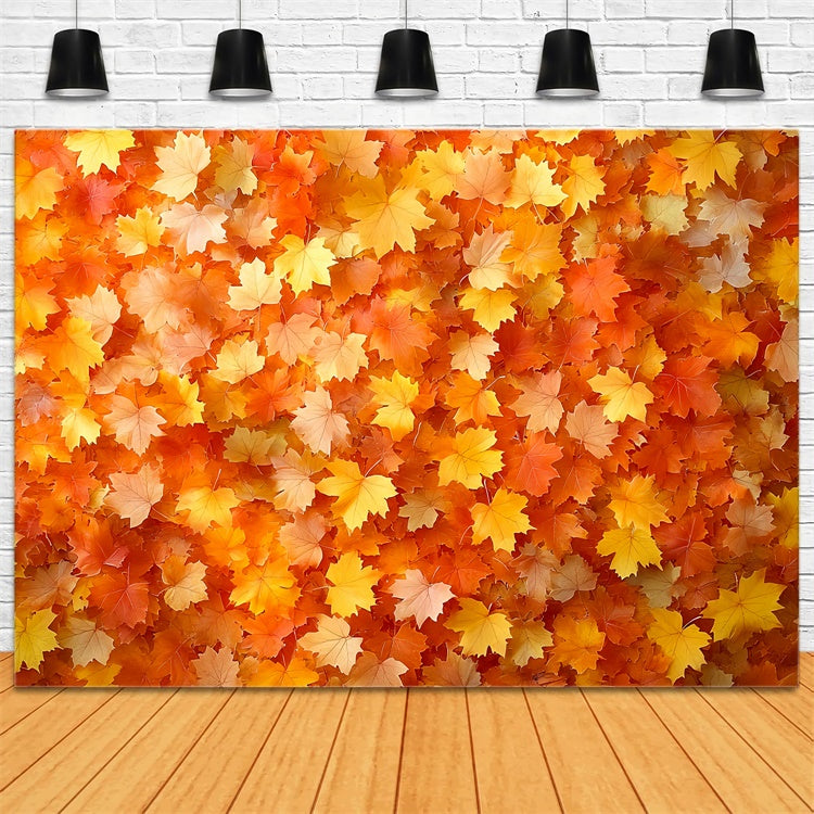 Autumn Leaves Backdrop Golden Leaves Rustic Backdrop CSH6-201
