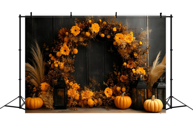 Fall Photo Backdrops Golden Harvest Wreath Backdrop CSH6-202