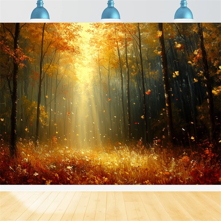 Forest Photography Backdrop Sunlit Woodland Fall Backdrops CSH6-208