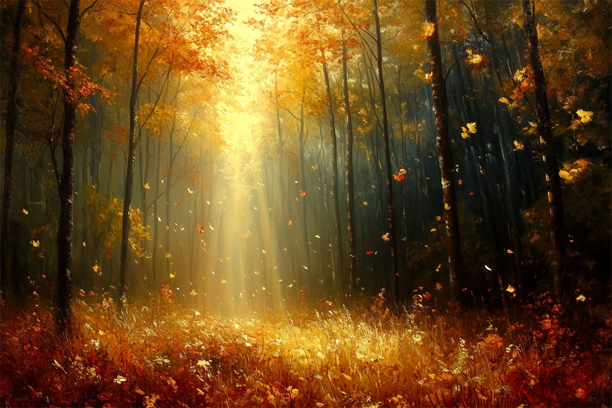 Forest Photography Backdrop Sunlit Woodland Fall Backdrops CSH6-208